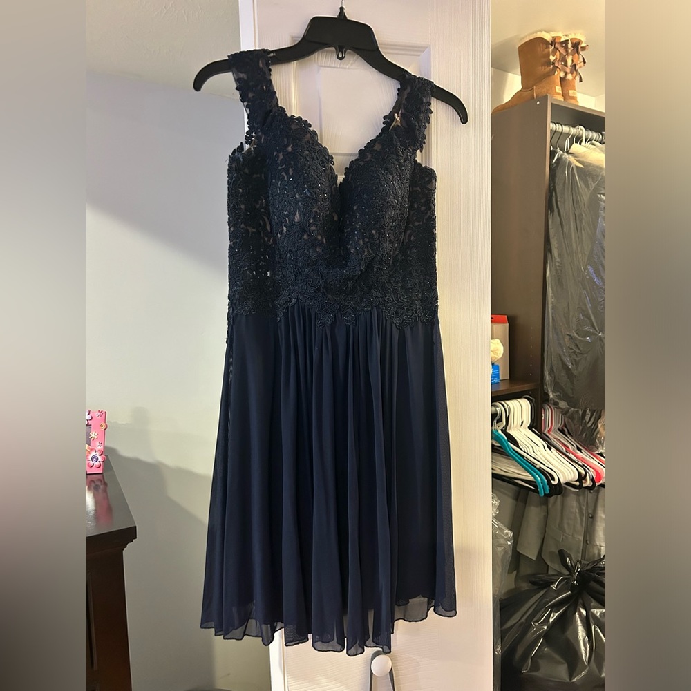 Elegant Navy Lace Dress
